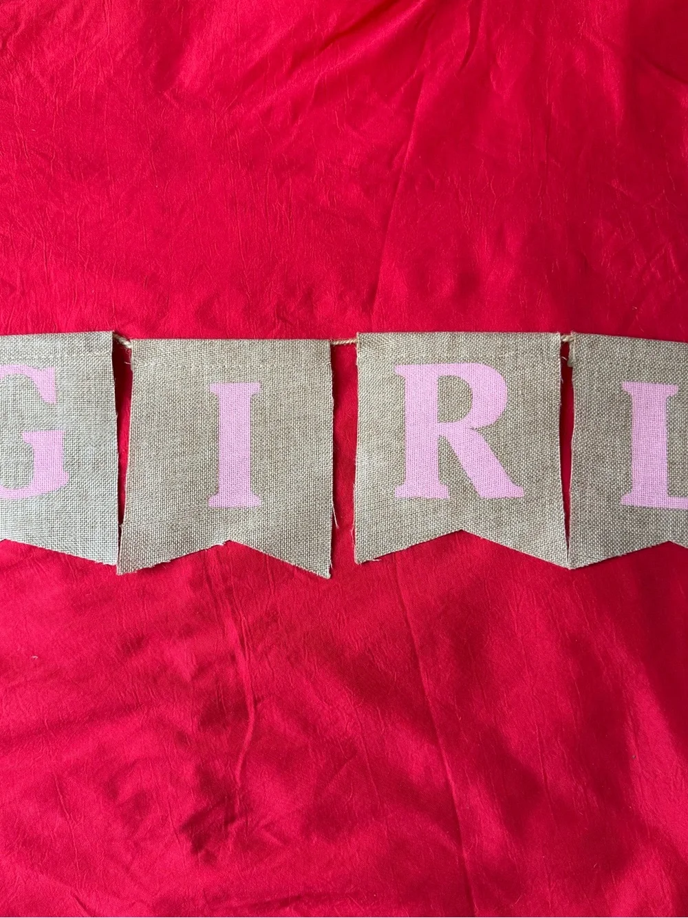 Burlap Gender Reveal Banner with Pink and Blue Accents